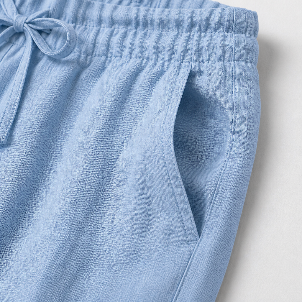 VelouraFlex™ – Breezy Cotton-Linen Drawstring Pants with Tapered Cuffed Hem