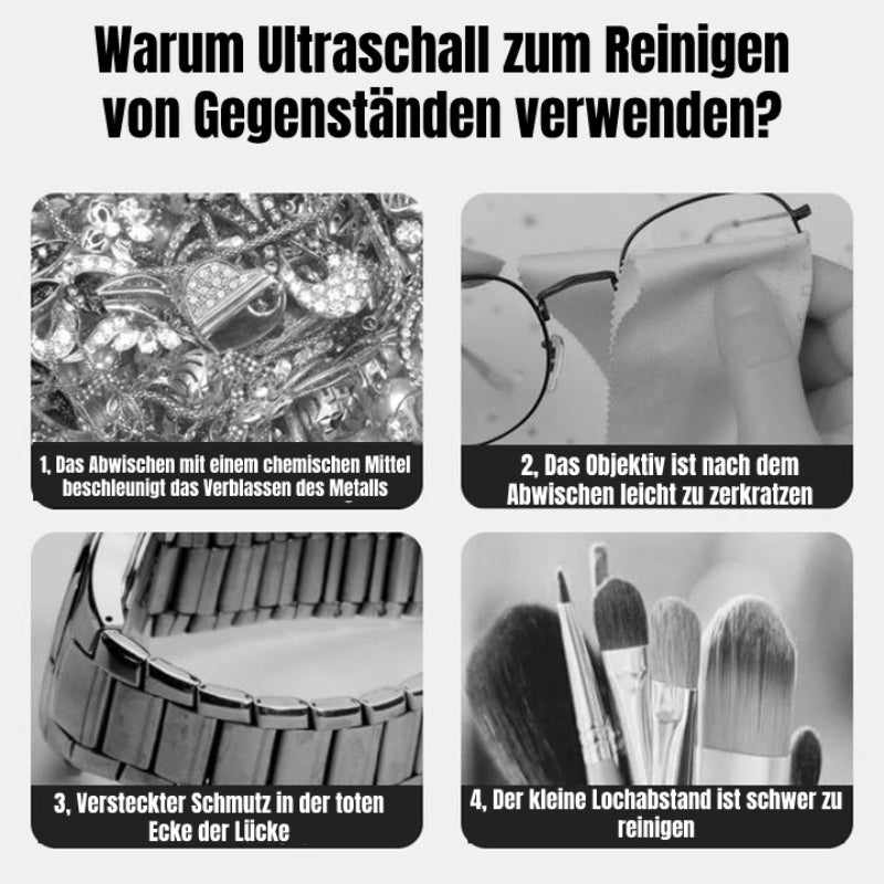 Ultrasonic Cleaner | 360° Thorough Cleaning | For Glasses & Jewelry | Portable | SonicPure