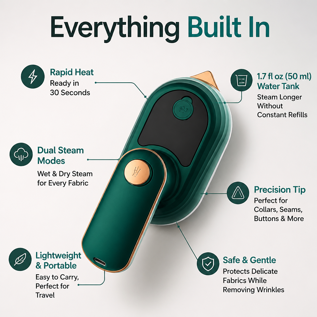 StylePulse™ — Press Out Travel Wrinkles in 30 Seconds, Anywhere You Land
