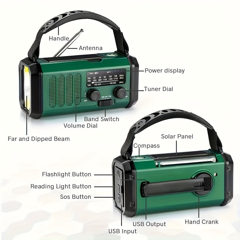 Portable Emergency Radio featuring Flashlight and USB Charging