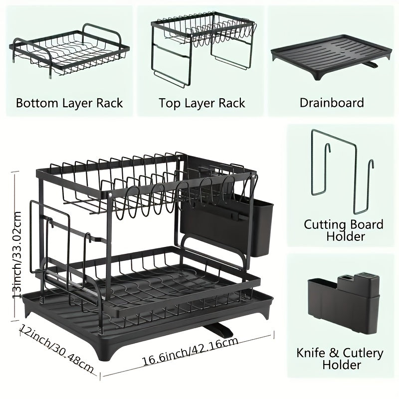 Two-Tier Draining Rack with Drainage System