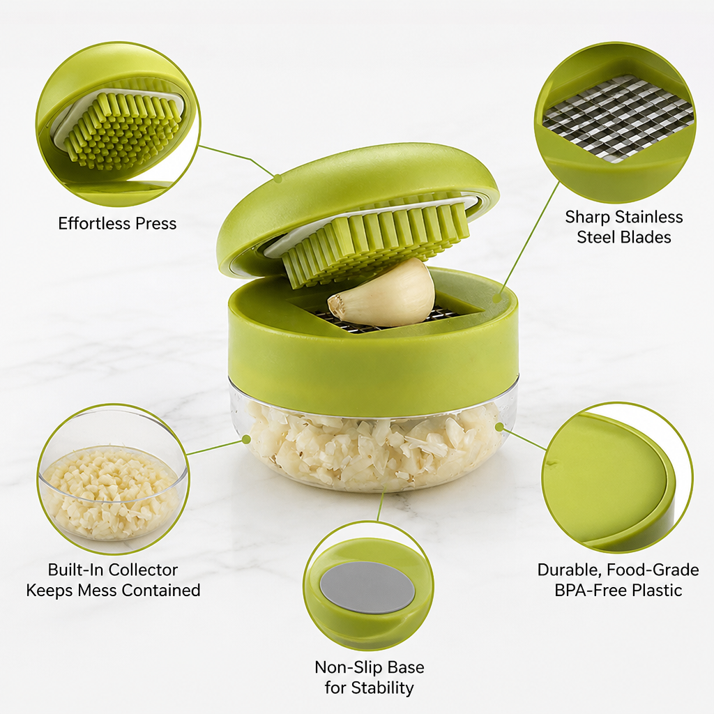 SwiftSlice™ — Crush Garlic Fast Without the Mess or Smell Every Time