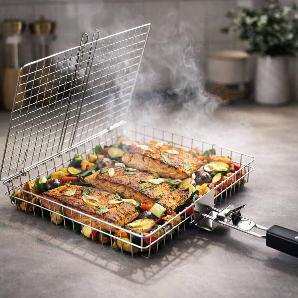 Stainless Steel Grill Basket for Barbecuing