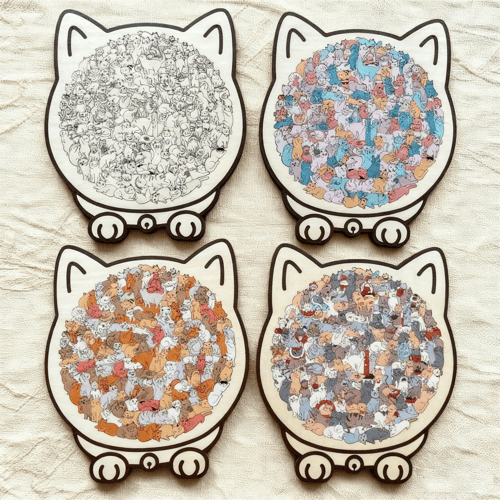 Calming Wooden Puzzle for Cat Lovers