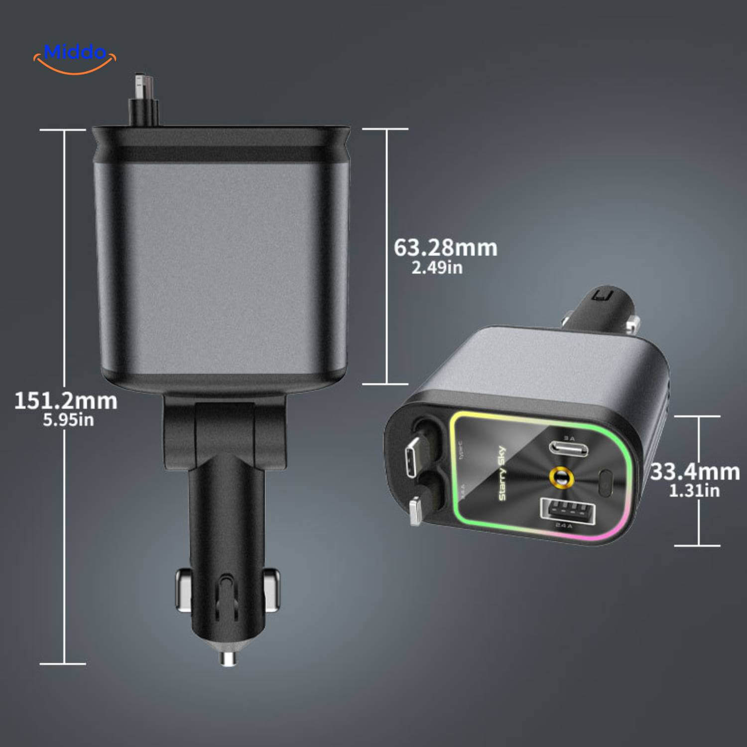 VoltAura™ — Charge Four Devices Fast & Light Up Your Night Drive Sky