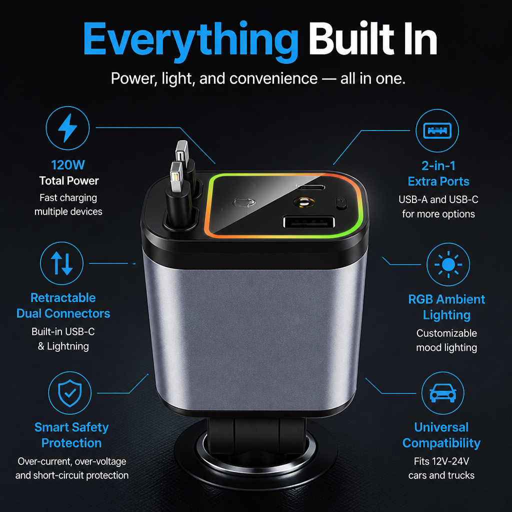 VoltAura™ 120W — Charge at Lightning Speed While Transforming Your Ride into a Stunning Starry Escape