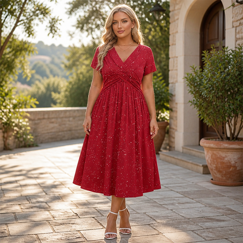 LuminaCurve™ Twisted V-Neck Dress — Own Every Curve with Effortless Elegance and Hidden Freedom