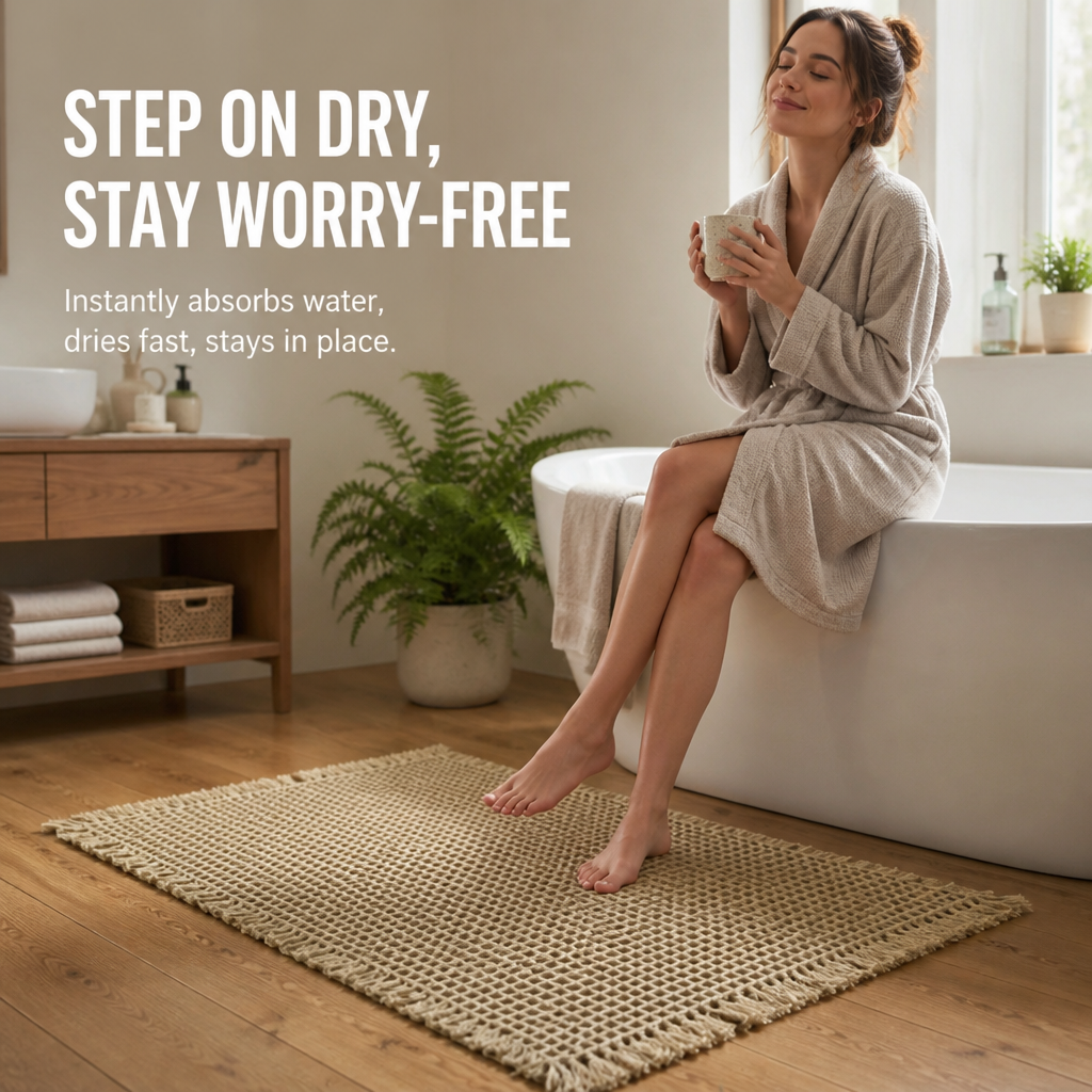AquaSilk™ Waffle Bath Mat — Step onto Instant Dryness and Cozy Safety Every Time