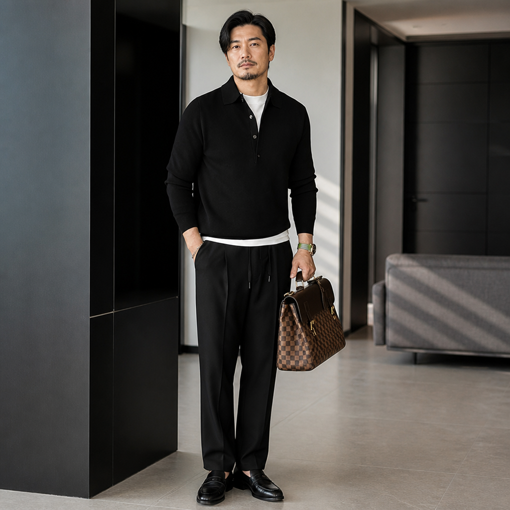 ValorWeave™ – Tailored Knit Polo with Spread Collar & Button Placket