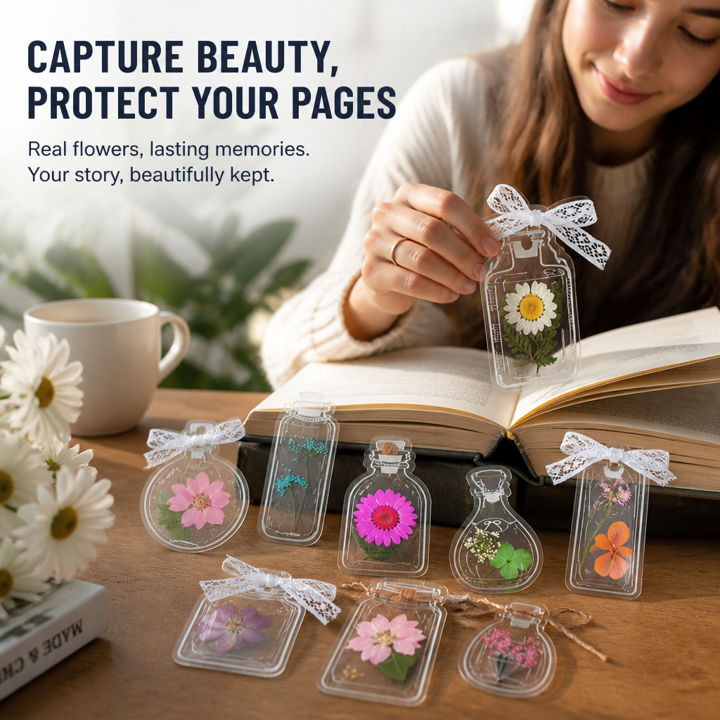 VerdantaLeaf™ — Mark Your Page With Real Pressed Flowers Sealed in Waterproof Acrylic
