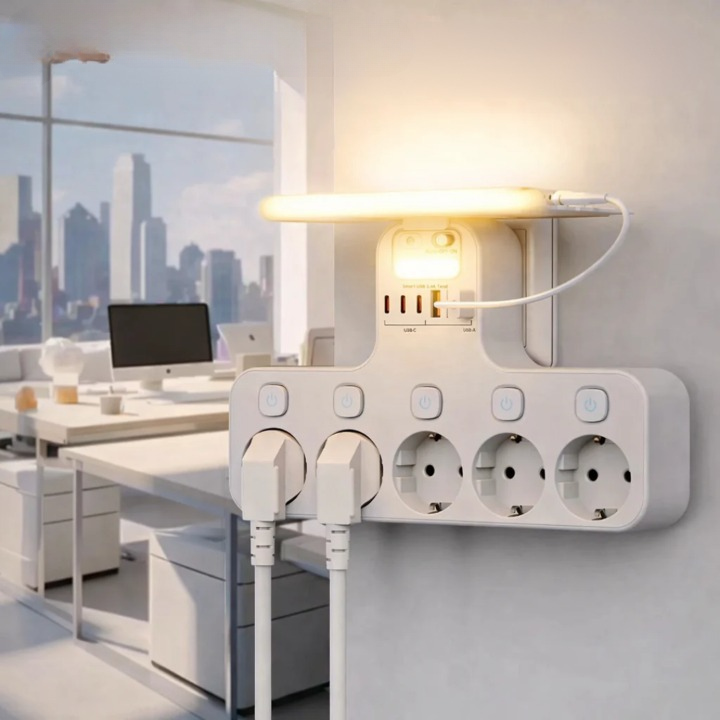Wall Power Strip | Separately Switchable Outlets | USB Charging Ports | WallCharge