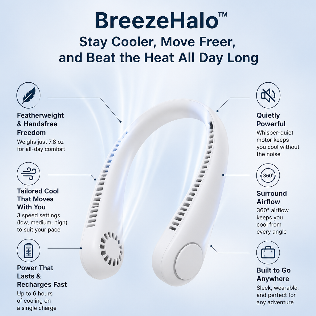 BreezeHalo™ — Stay Cooler, Move Freer, and Beat the Heat All Day Long
