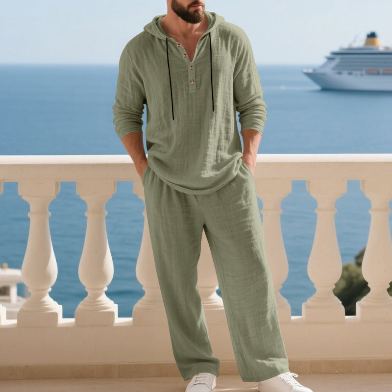 Drakescape™ – Relaxed Hooded Linen-Blend Two-Piece Set