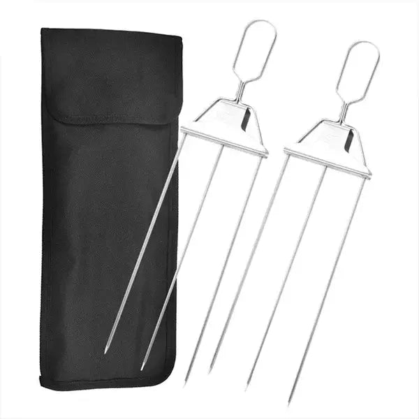 Stainless Steel BBQ Skewer | Double-Tine Design | Slide Scraper for Easy Cleaning | SpießPro