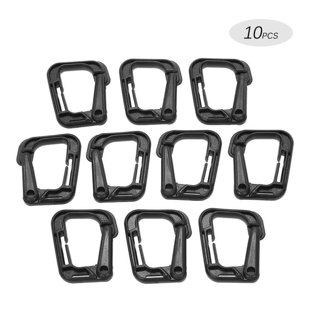 Set of 10 Locking D-Ring Clips for Molle Webbing