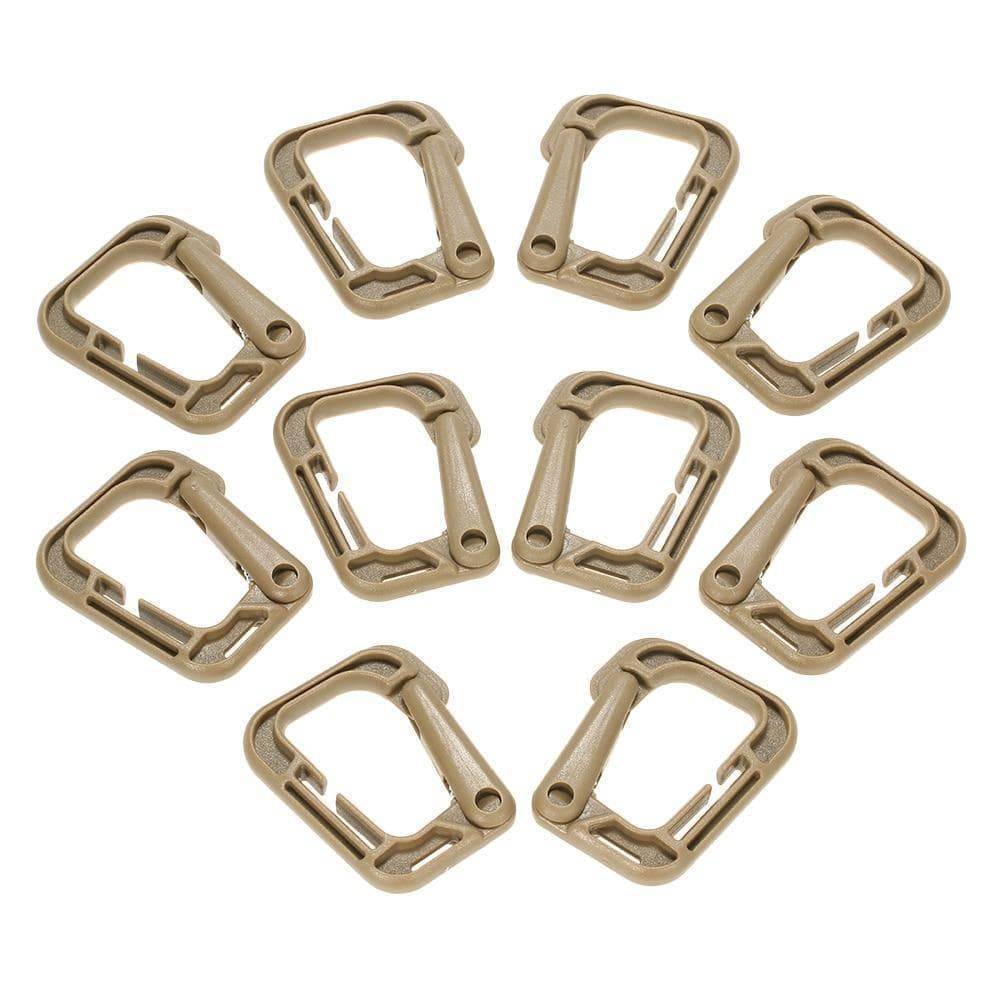 Set of 10 Locking D-Ring Clips for Molle Webbing