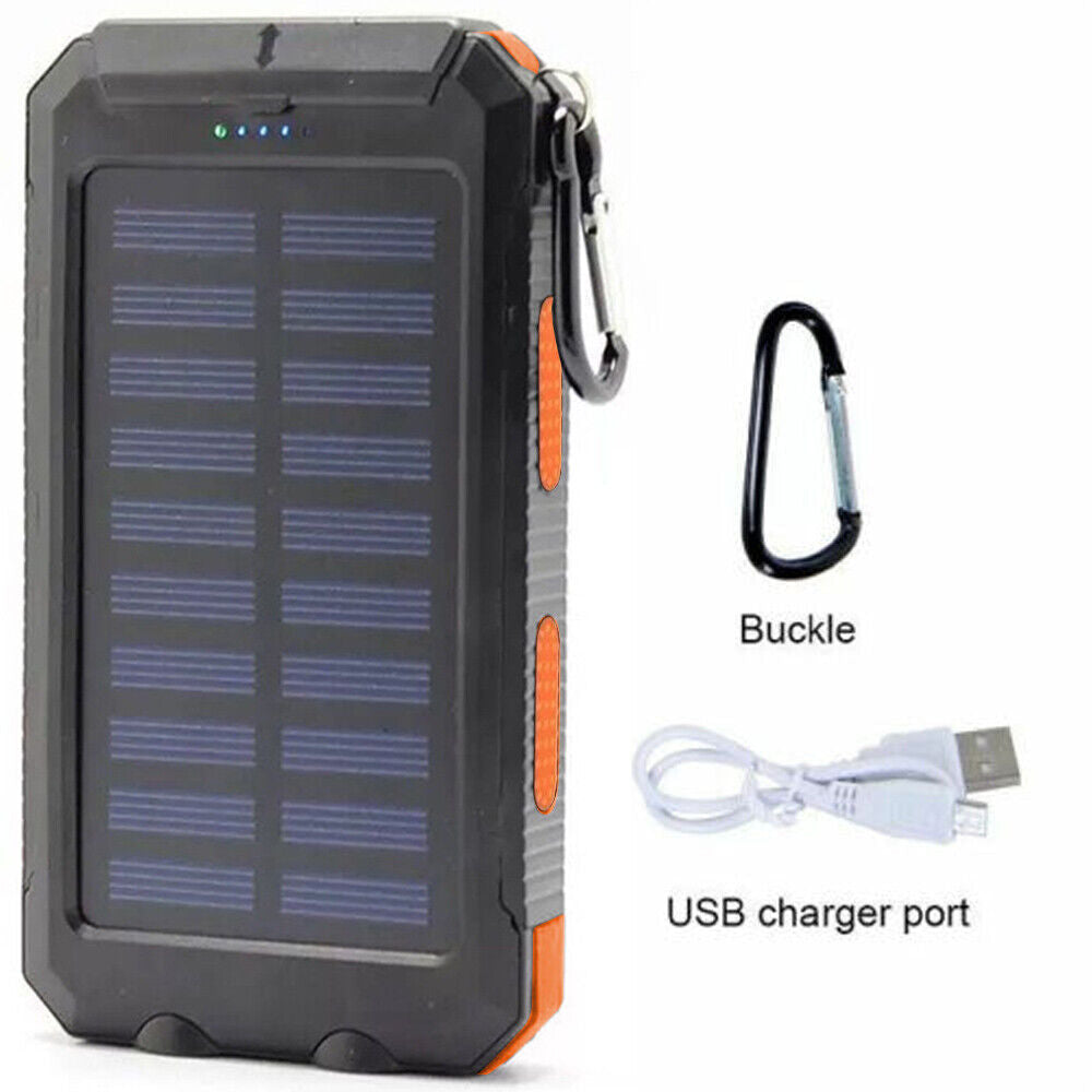 Solar Charger 10,000mAh with Dual USB Ports and LED Light