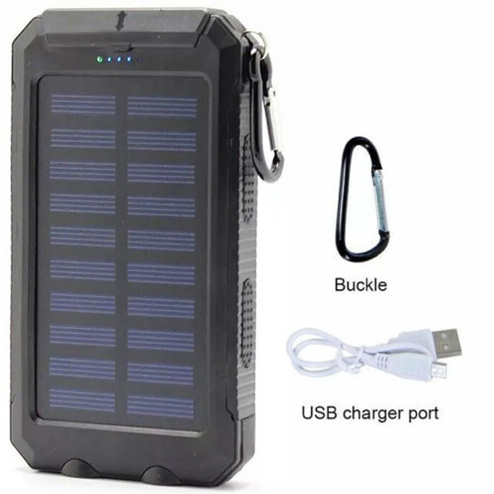 Solar Charger 10,000mAh with Dual USB Ports and LED Light
