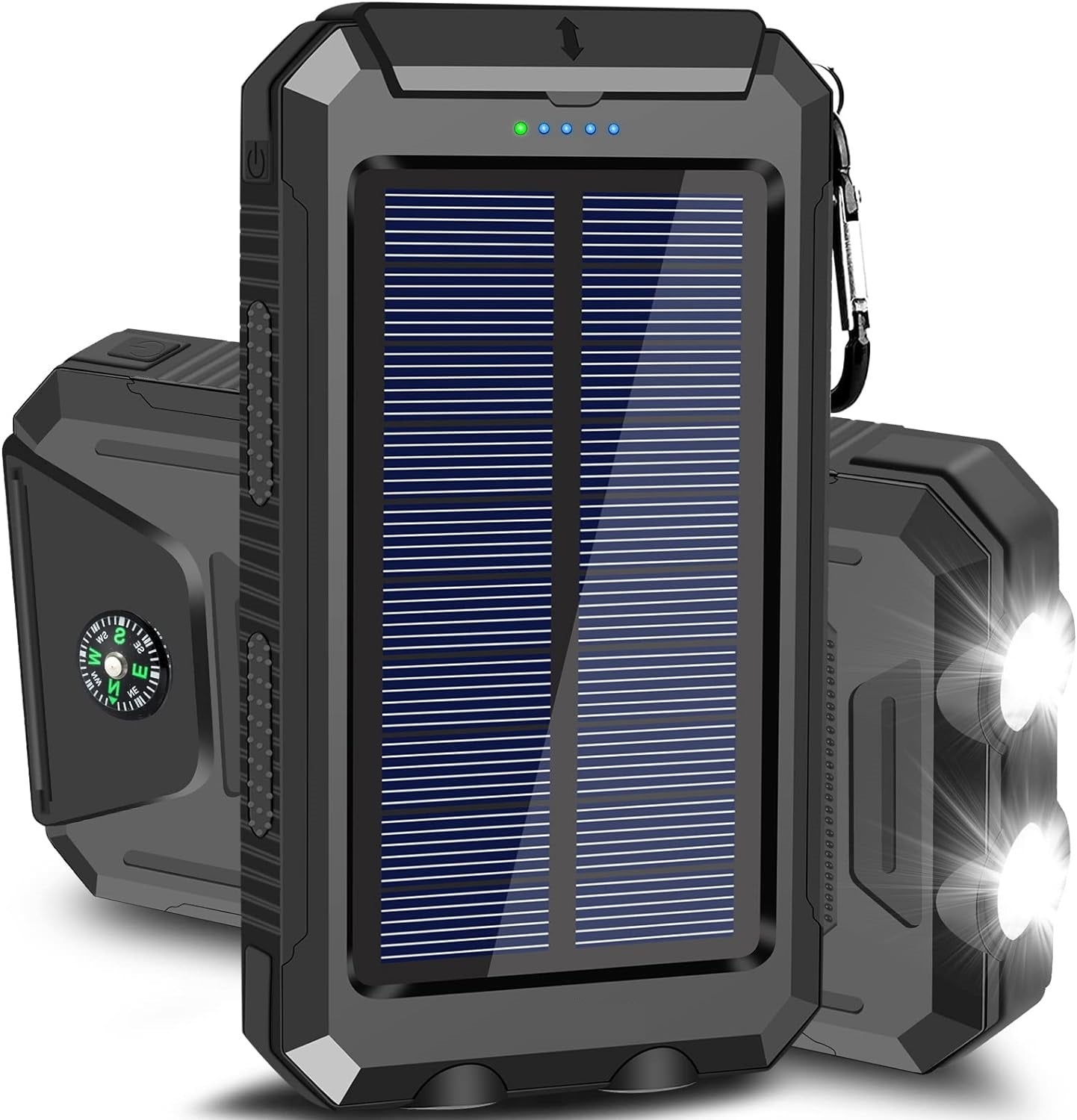 Solar Charger 10,000mAh with Dual USB Ports and LED Light