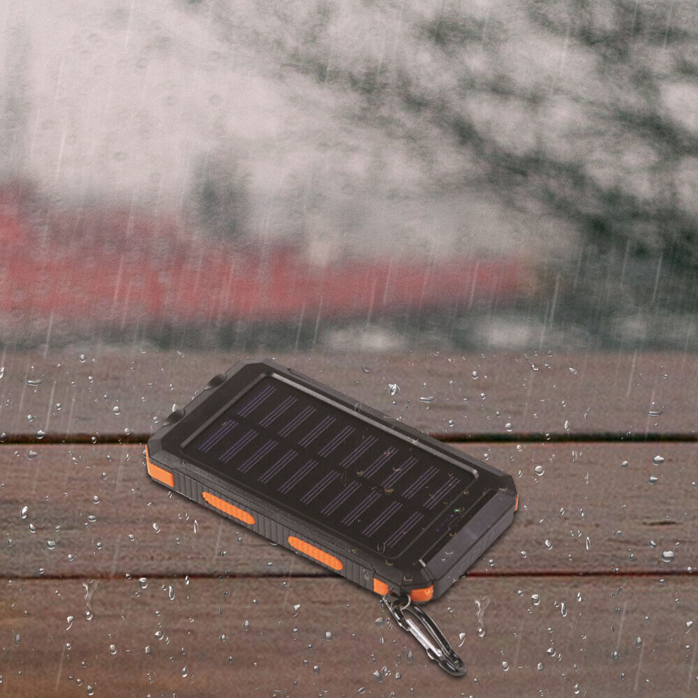 Solar Charger 10,000mAh with Dual USB Ports and LED Light