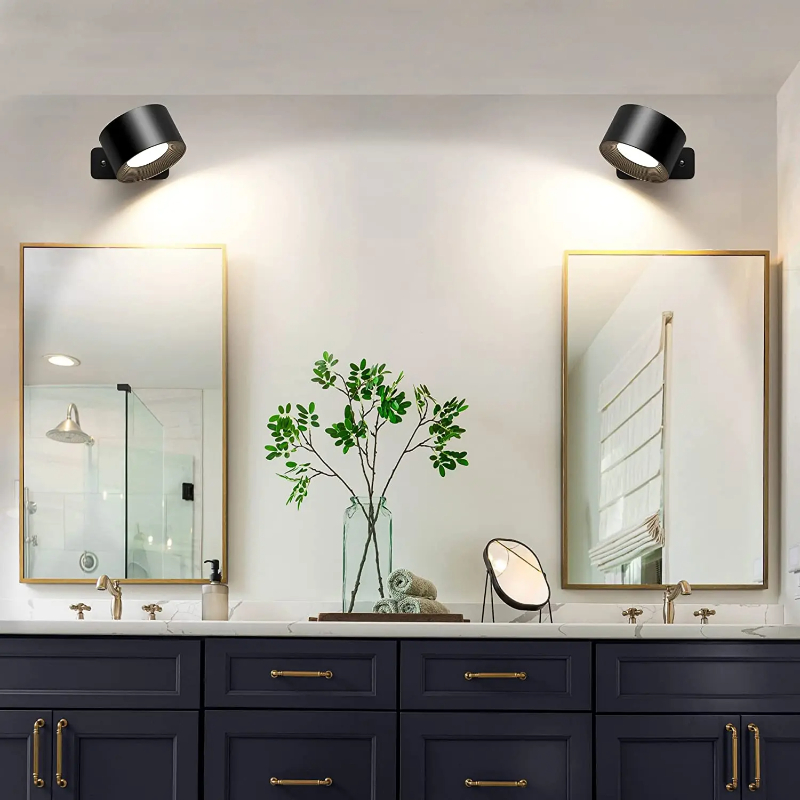 Rechargeable LED Wall Lamp with 360° Rotatable Head – Touch Sensor, Wire-Free Installation