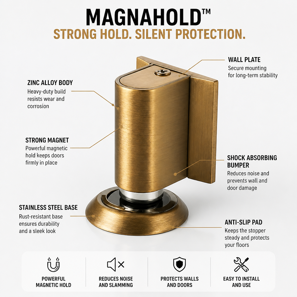MagnaHold™ — Stop Door Slams and Protect Your Home with Silent, Ironclad Control