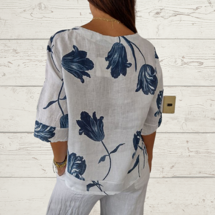 ZephyraLuxe™ Linen V-Neck Top — Stay Cool, Fresh, and Flawlessly Confident All Day
