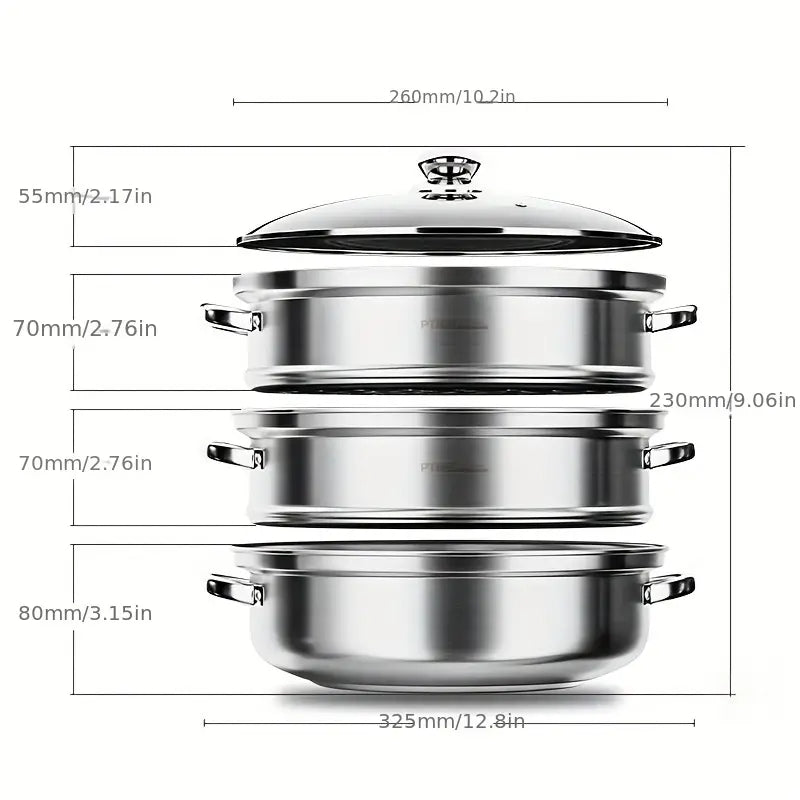 Multi-Level Steaming Appliance – 3-Tier Food Steamer for Vegetables and Fish