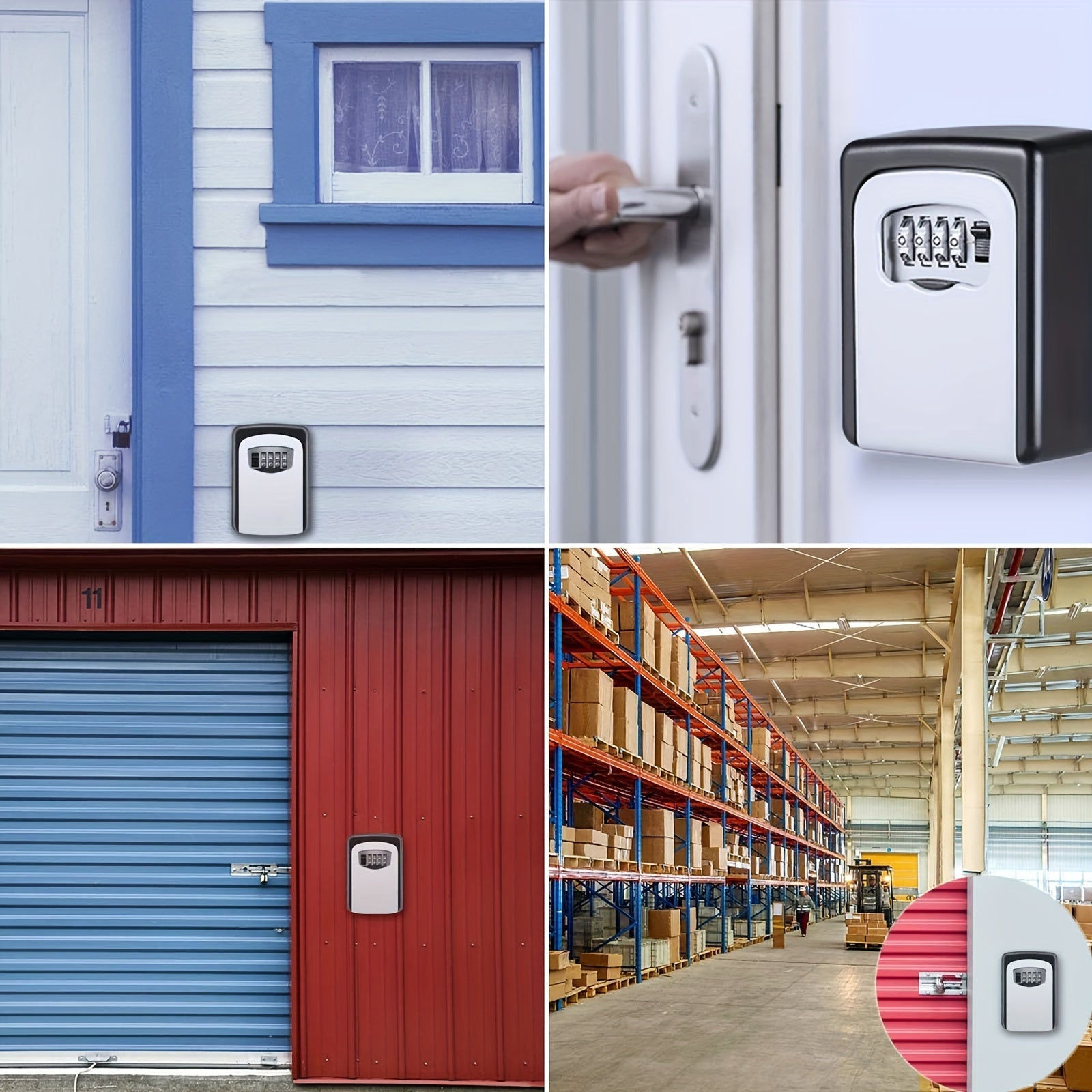 Outdoor Key Safe with Combination Lock and Cover
