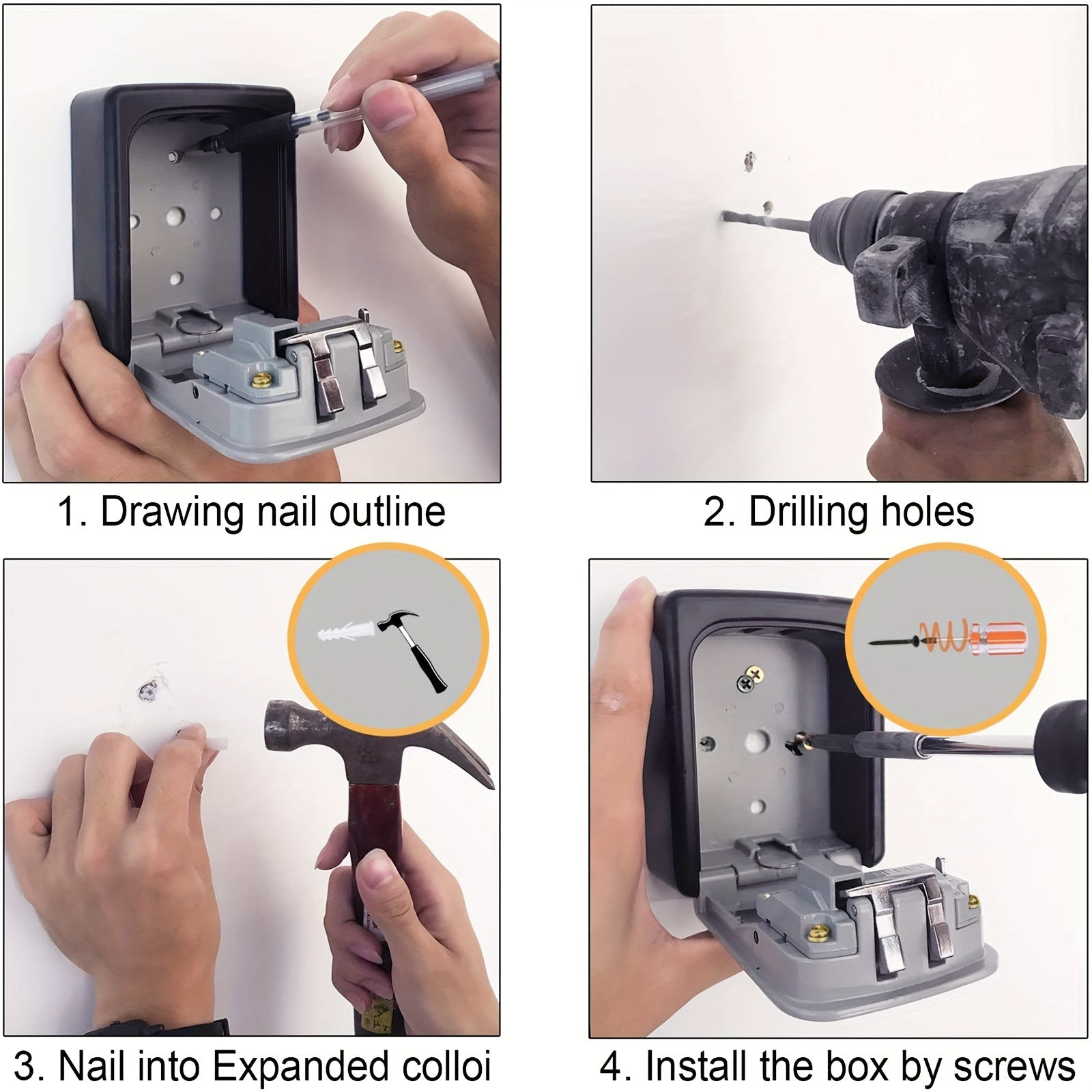 Outdoor Key Safe with Combination Lock and Cover