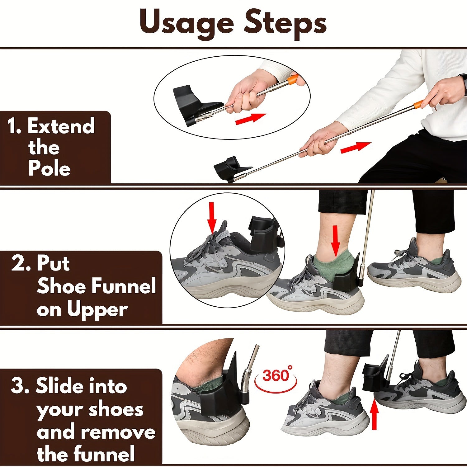 Extended Shoe Horn with Telescopic Handle