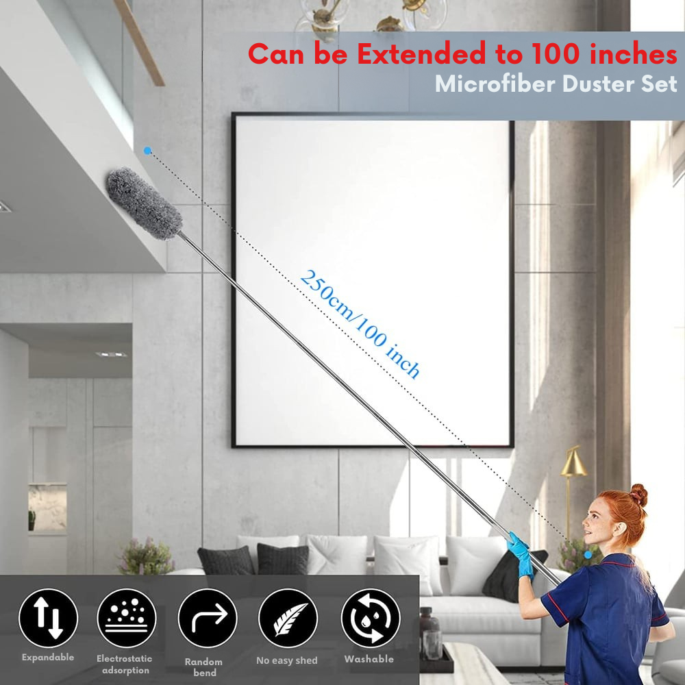 Telescoping Microfiber Duster | Extended Reach | Bendable Head | Washable | DustReach