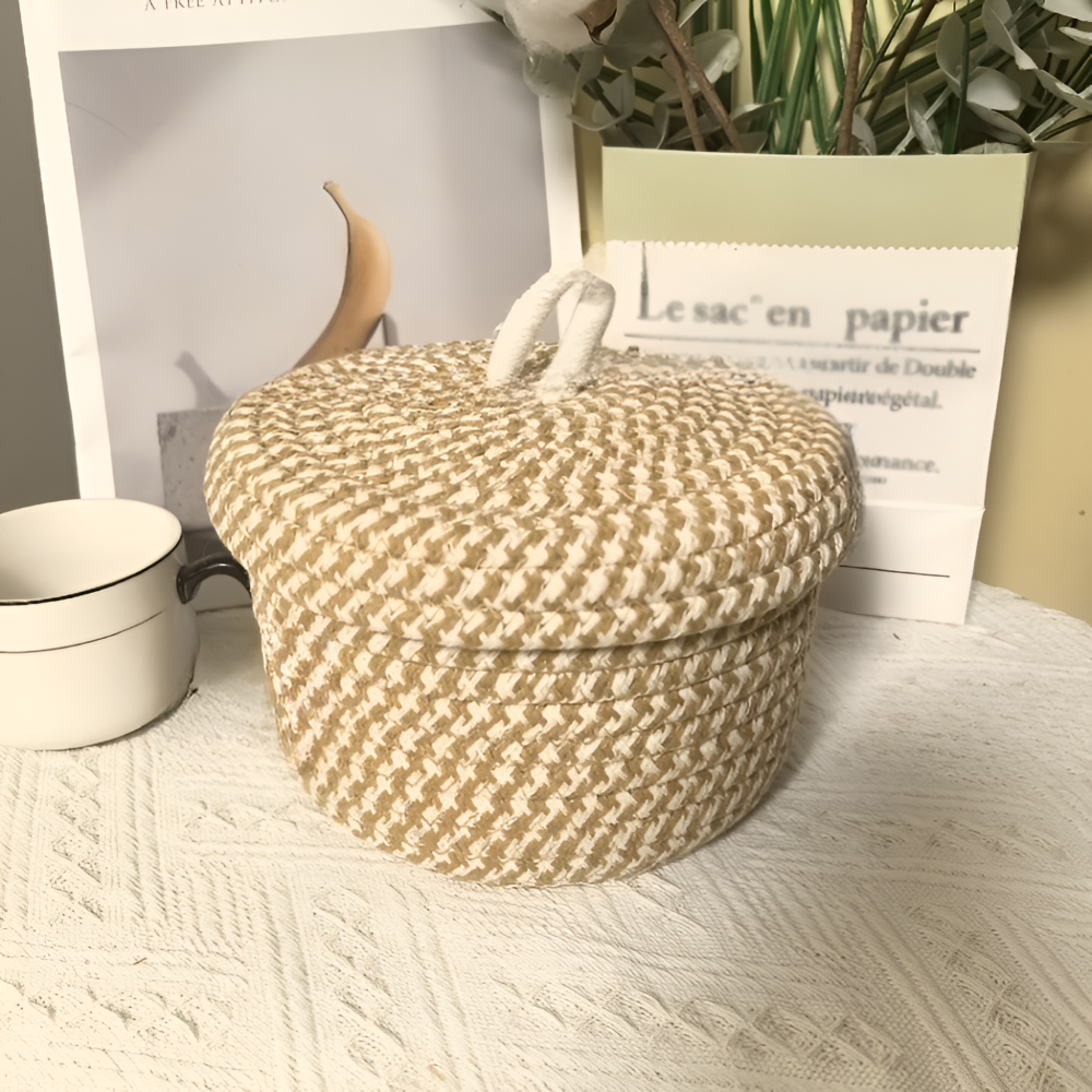 Handwoven Storage Basket | Round Woven Basket | Boho Style | CasaWeave