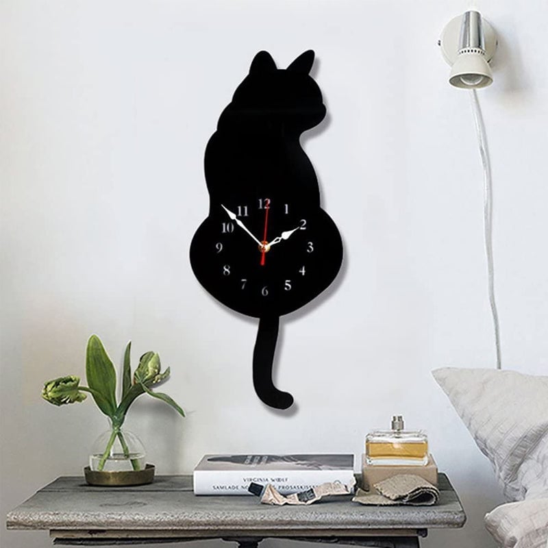 Cat Motion Wall Clock with Moving Tail Feature