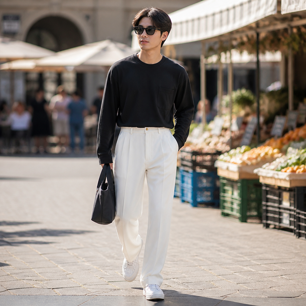 Marcello™ – High-Waisted Pleated Tailored Trousers with Relaxed Straight Leg