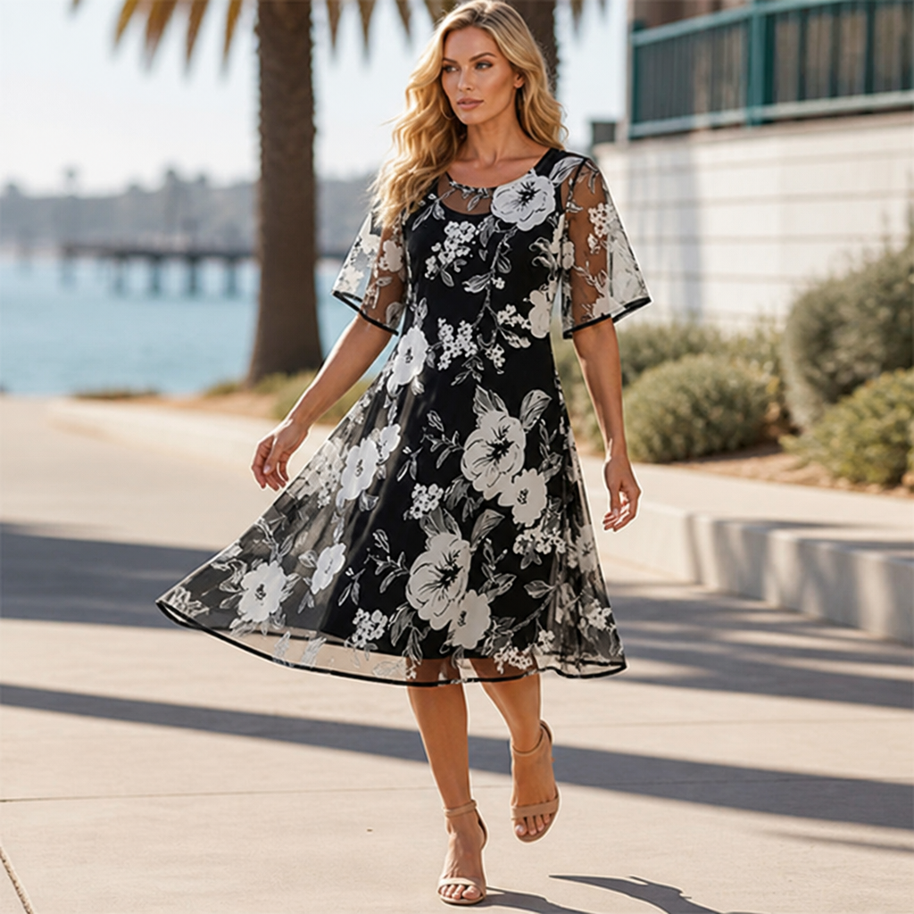 LumaLuxe™ Floral Chiffon Dress — Feel Cool, Confident, and Effortlessly Stunning All Day Long
