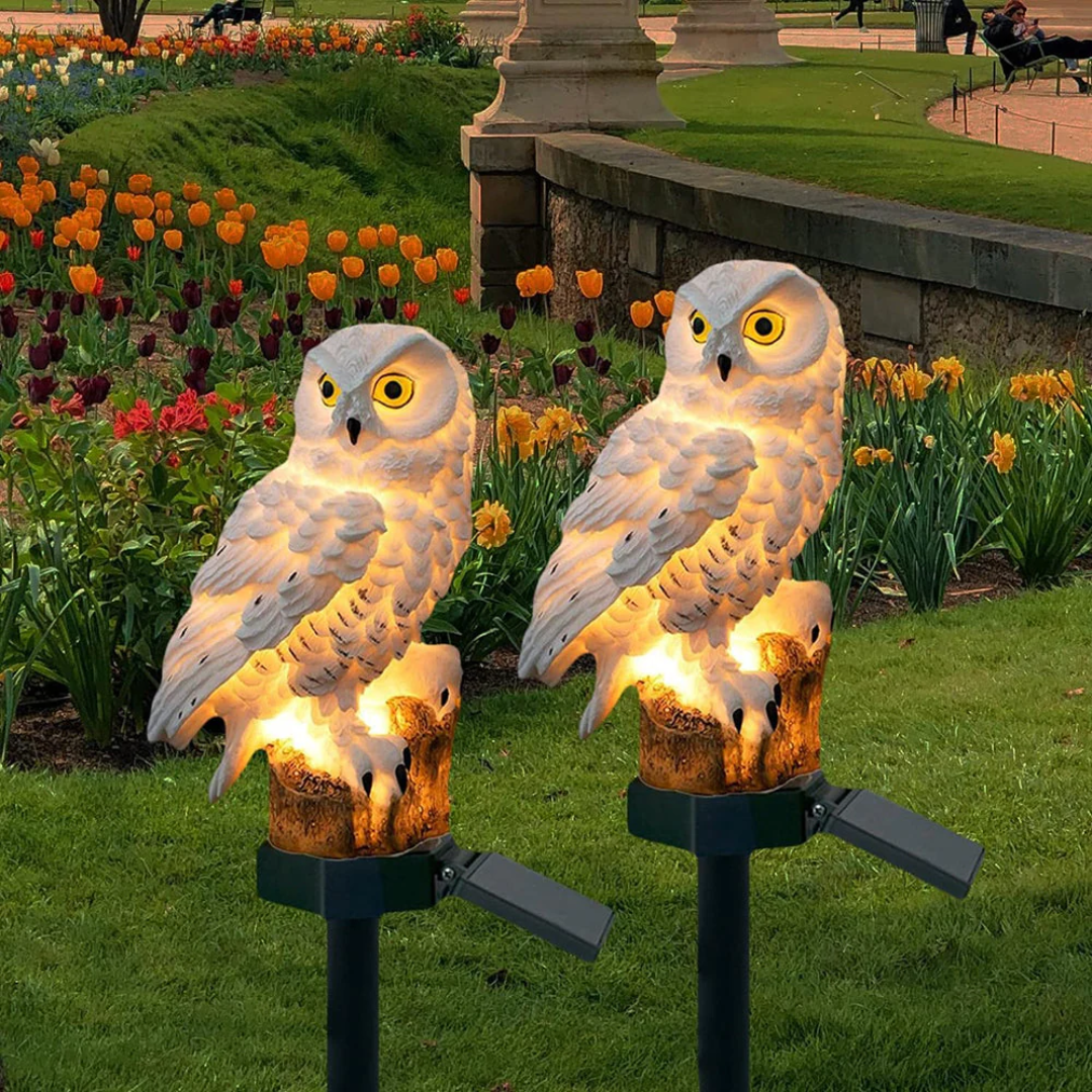 Solar Garden Light in Owl Design for Outdoor Pathways and Ambience