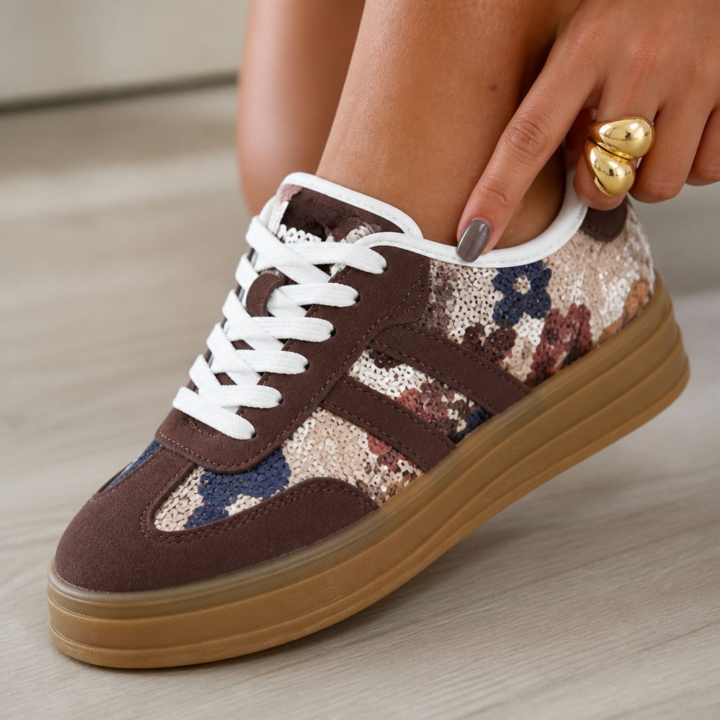 RadianceStride™ Brown Sneakers — Ignite Your Style with Unmatched Comfort and Subtle Glamour