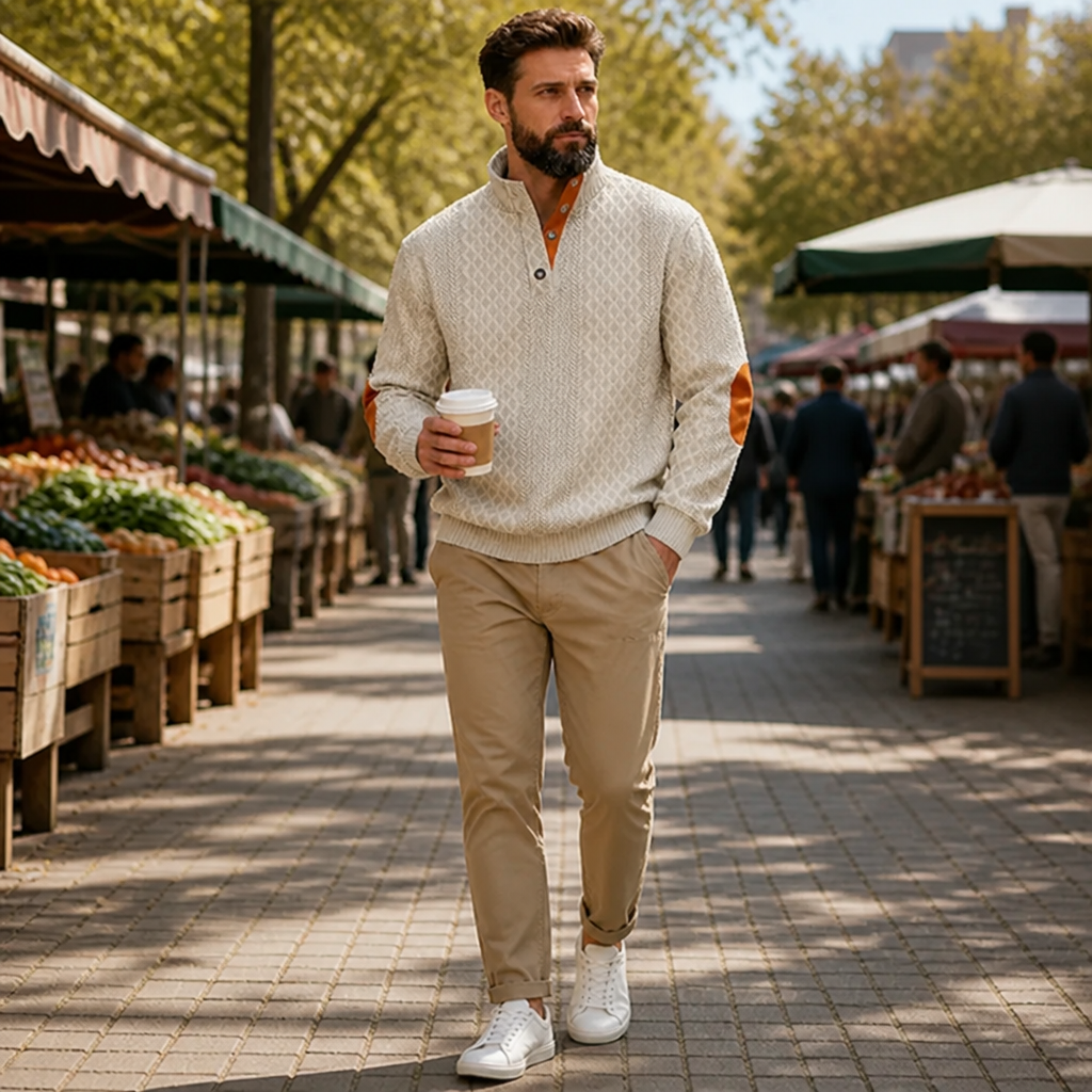 VeroLux™ Jacquard Collar Sweater — Command Every Room with Rugged Comfort and Sharp Style