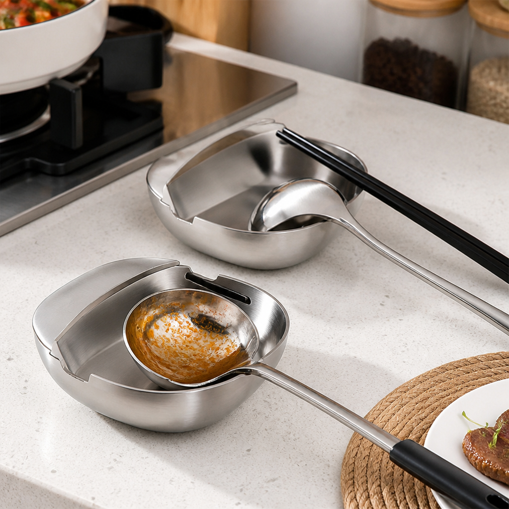 ArisPlate™ Stainless Spoon Rest — Keep Every Counter Spotless and Stress-Free While You Cook