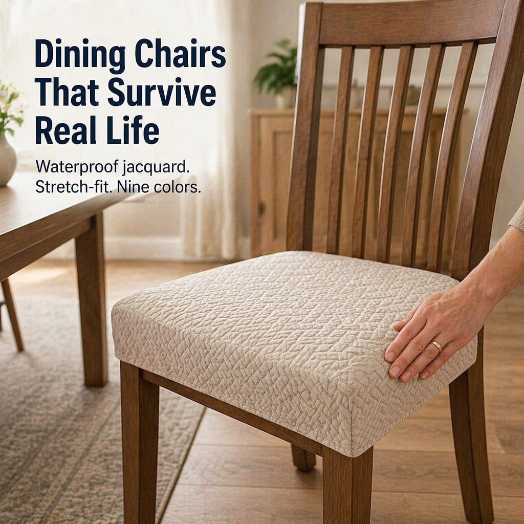SlipGuard™ Jacquard Chair Covers — Shield Every Seat From Spills, Stains & Sticky Fingers