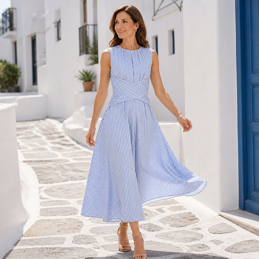 AzureLuxe™ Wrap Waist Midi Dress — Turn Heads with Effortless Cool Confidence