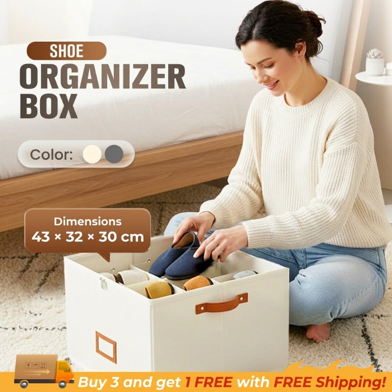 Foldable Fabric Shoe Storage Box with Lid