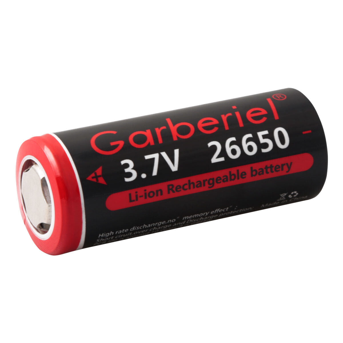 2-Pack 3.7V Rechargeable Flat Top Lithium-ion Batteries 26650
