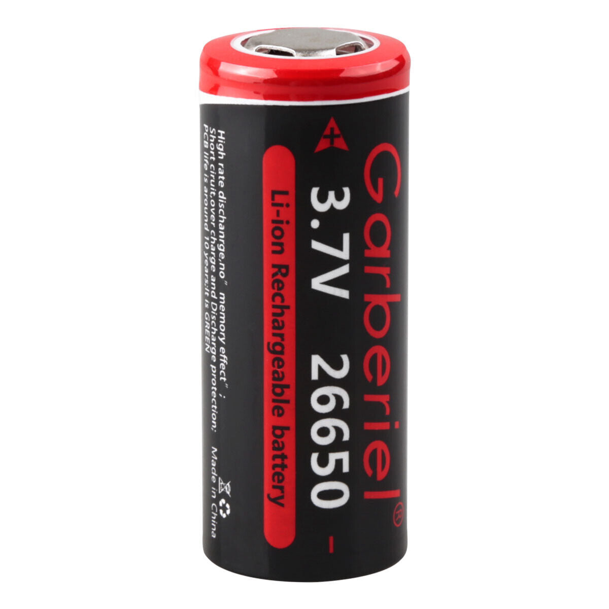 2-Pack 3.7V Rechargeable Flat Top Lithium-ion Batteries 26650