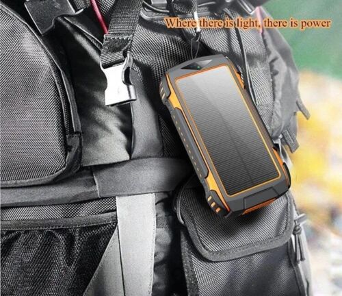 Solar Power Bank 20000mAh with 10W Wireless Charger and LED Light