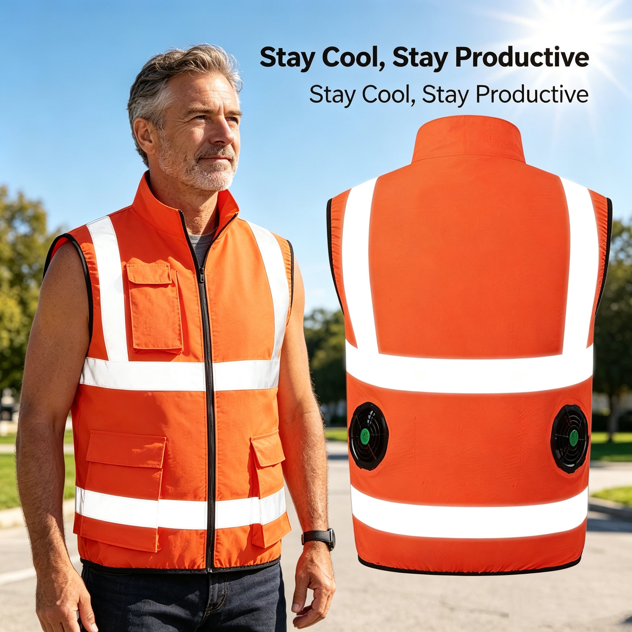 Cooling Vest with Fans and Reflective Strips