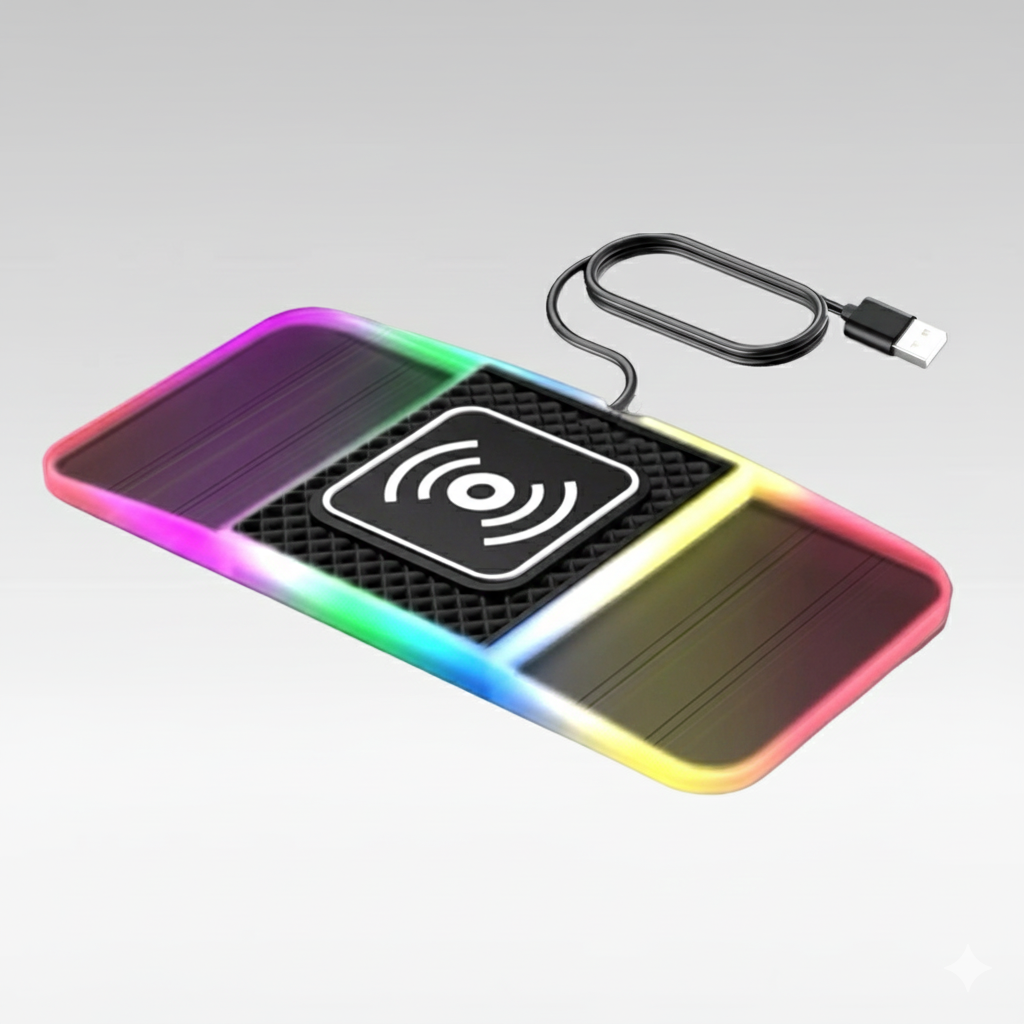 Wireless Car Charger with Dual Slots and Ambient Lighting - 20W