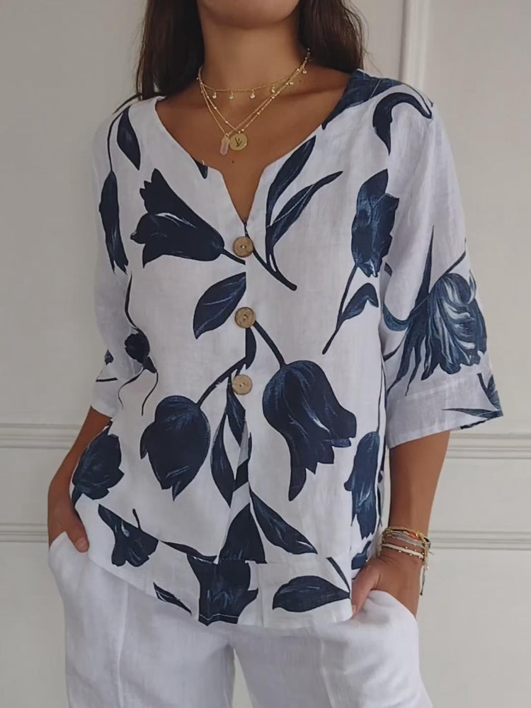 ZephyraLuxe™ Linen V-Neck Top — Stay Cool, Fresh, and Flawlessly Confident All Day