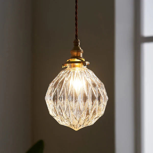 Pendant Light Glass Industrial Style with Textured Globe Shade